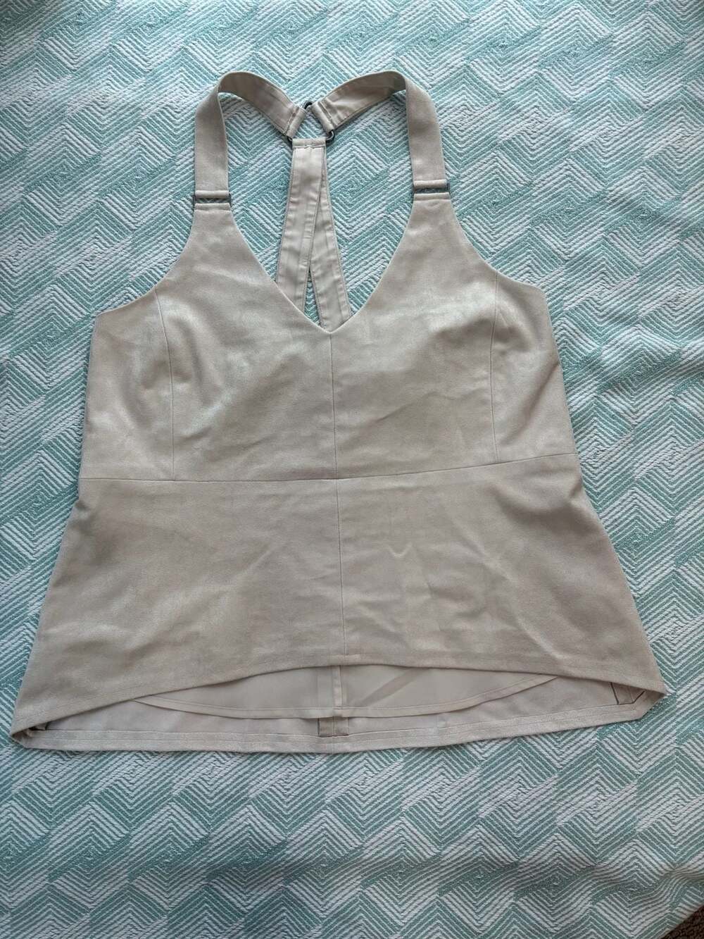 BCBGMAXAZRIA Faux Suede Racerback Tank Top Size S